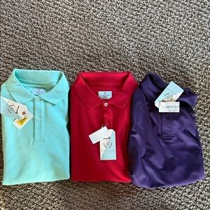 Class club bundle of boys polo shirts size 14/16 purple, red, mint green NWT